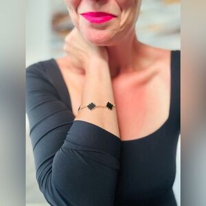 Black and Gold Clover Bracelet